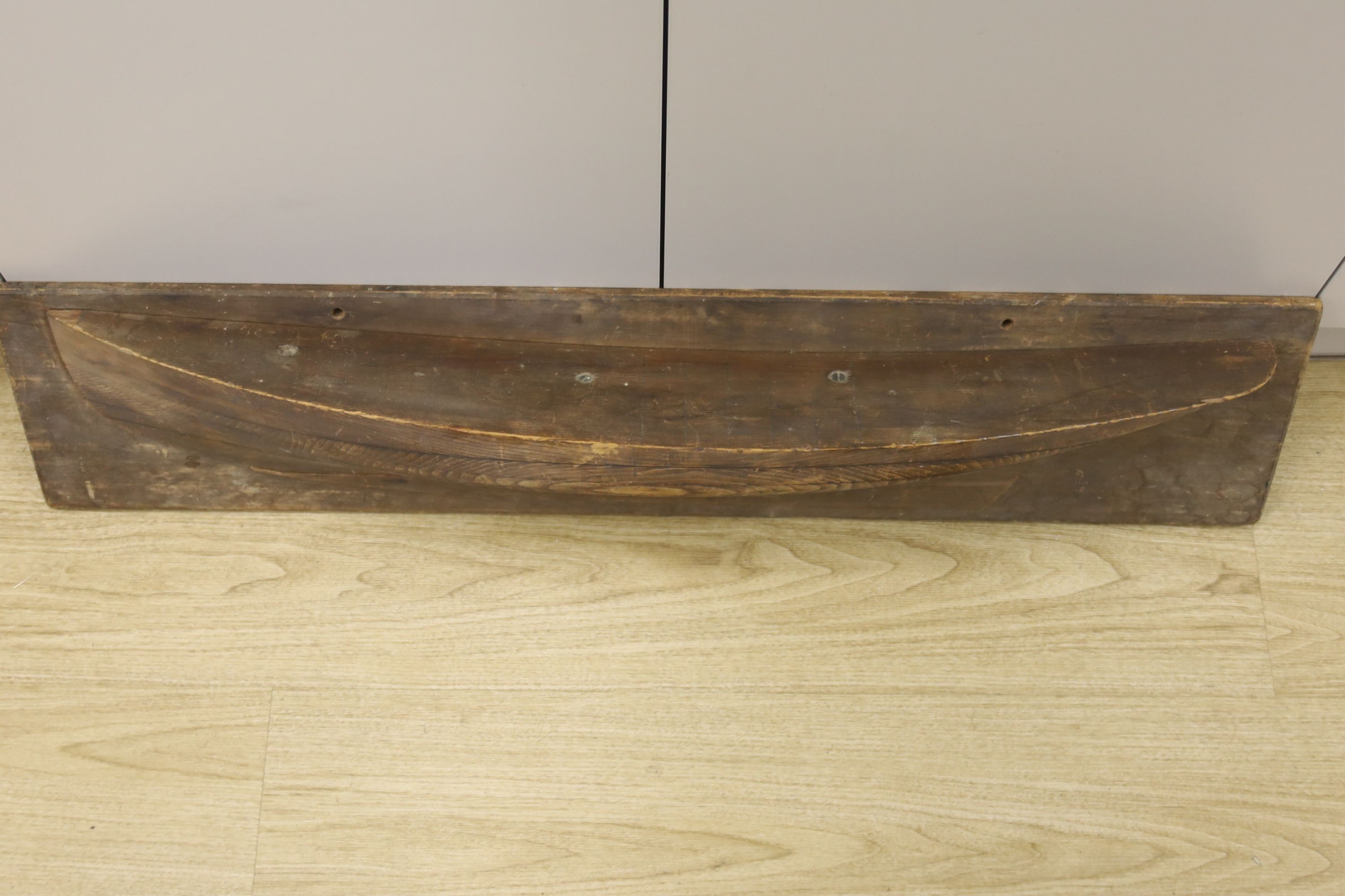 A pine half hull wall-hanging model boat 102cm